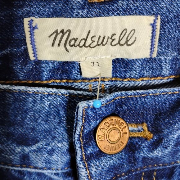 Madewell Denim Maxi Skirt Size 31 Medium Blue Wash 23" Slit Down Front Pockets - Picture 5 of 11